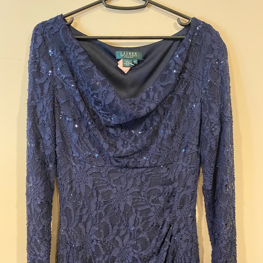 Navy Ralph Lauren Long Sleeve Gown